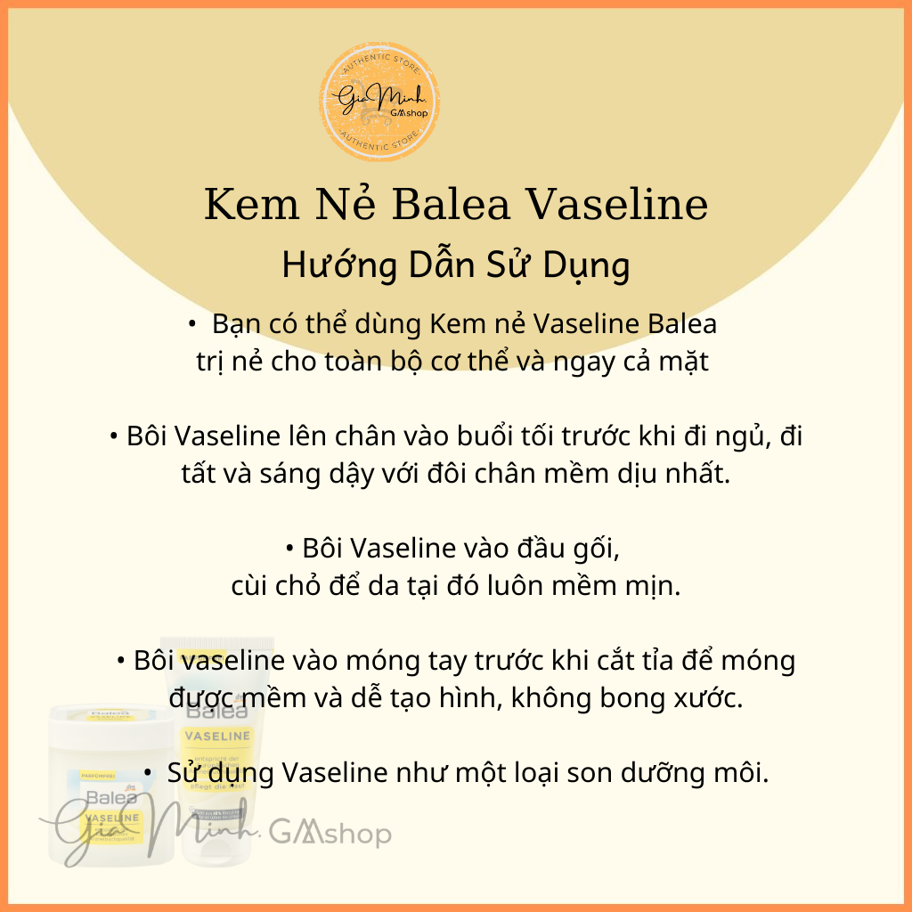 KEM NẺ VASELINE BALEA- Hàng nội địa Đức
