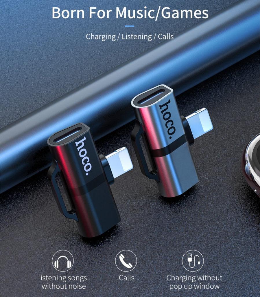 CỔNG CHUYỂN TAI NGHE HOCO LS20 GỒM 2 KHE CẮM CHÂN LIGHTNING - HOCO