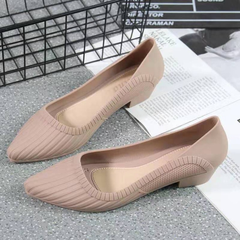 Giày búp bê nữ mũi nhọn, giày công sở nữ đế cao chống trơn chống nước giá rẻ