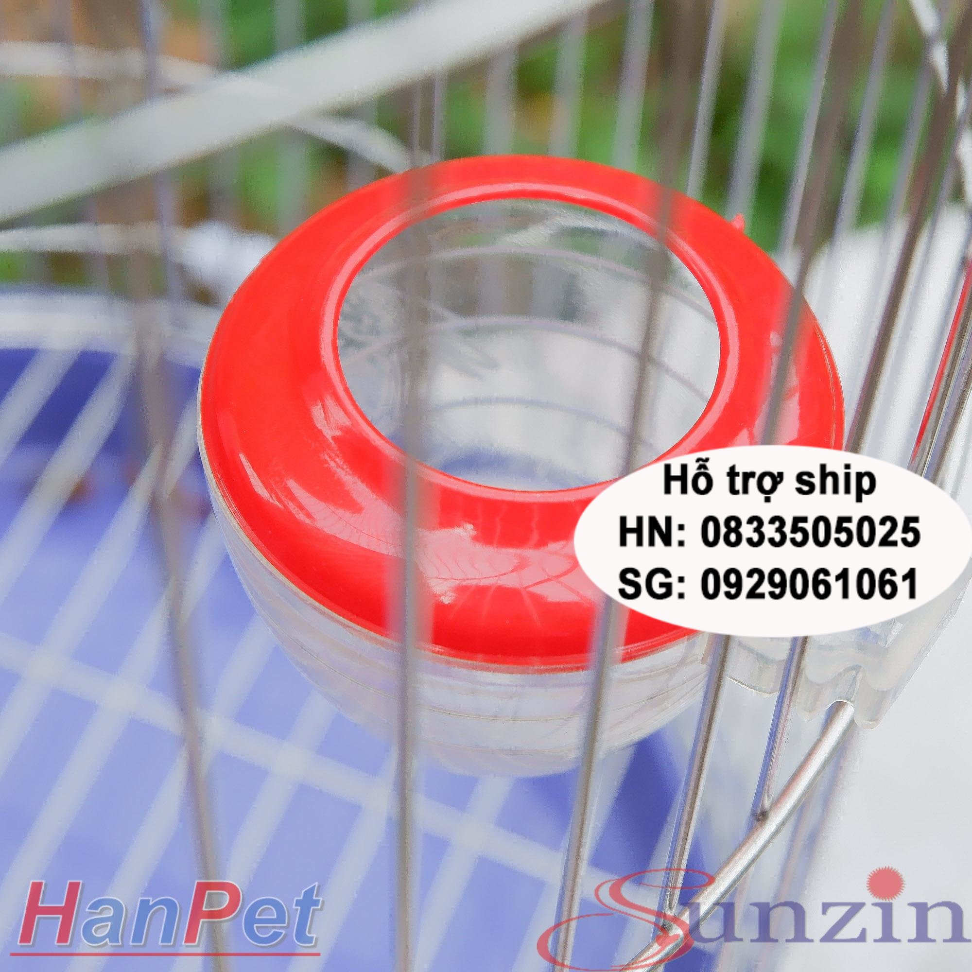 Hanpet - Bộ máng ăn + uống cho chim (Bộ tròn) dạng treo chuồng lồng - máng ăn uống chim cảnh, gà tre, gà đá,nhím, chuột (han- HP10413TC