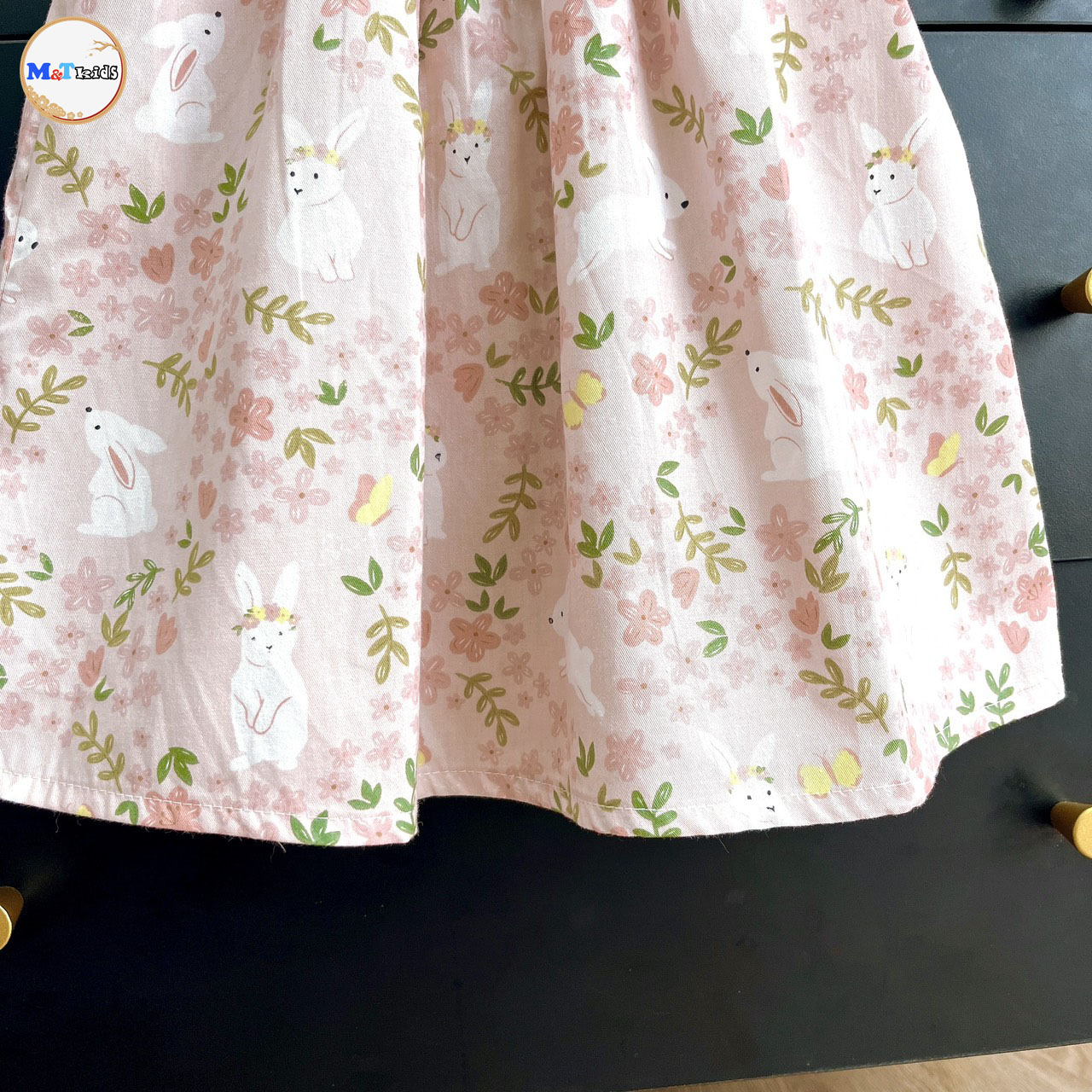 VÁY BÉ GÁI HAI DÂY THỎ HOA THÔ LỤA - MT2423
