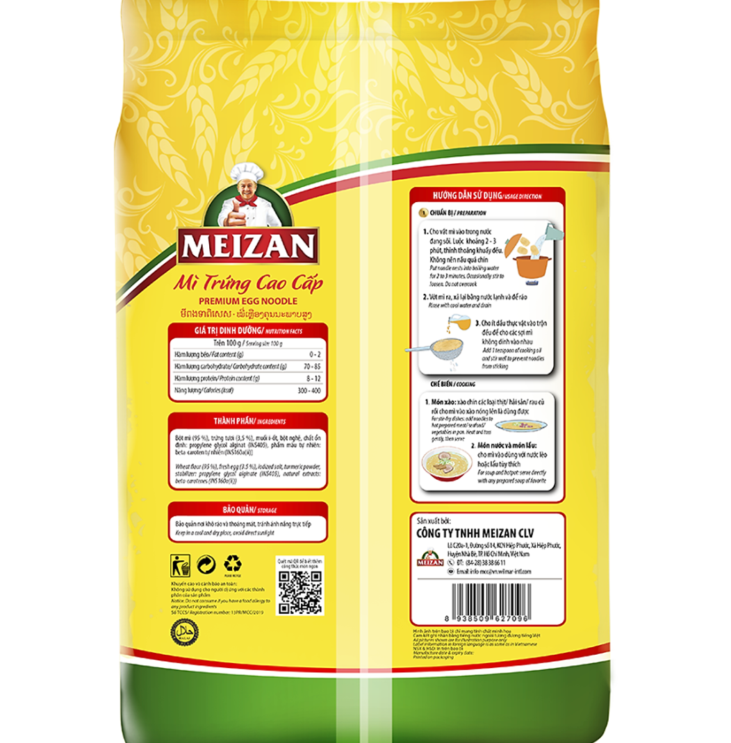 Mì trứng cao cấp Meizan, gói 500gr