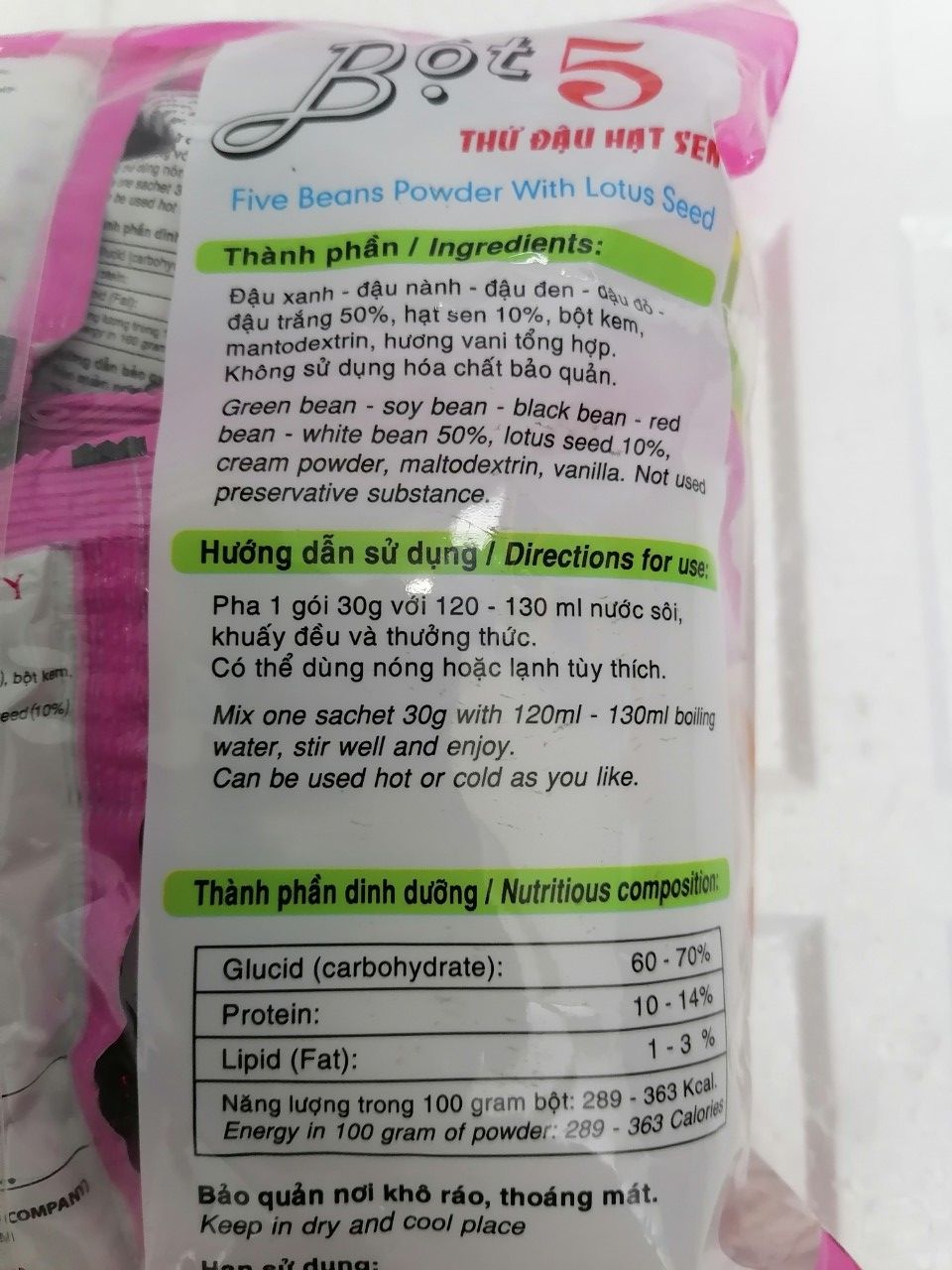 [300g – KO ĐƯỜNG] Bột 5 THỨ ĐẬU hạt sen [VN] BÍCH CHI (Sugar free) Five Bean Powder with Lotus Seed