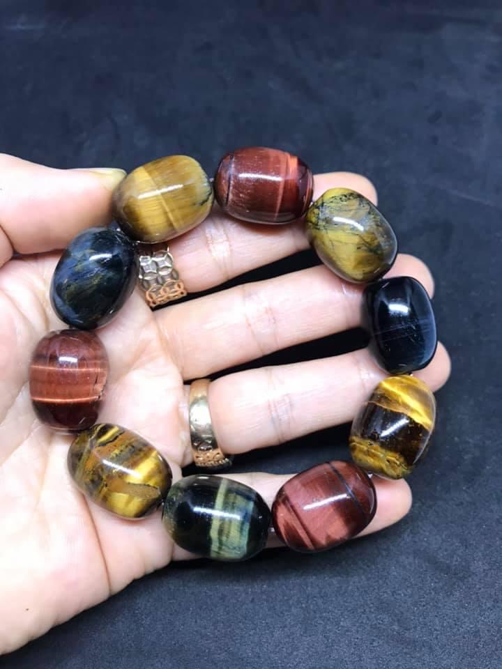 [HCM]VÒNG TAY LU THỐNG ĐÁ MẮT HỔ NGŨ SẮC 16LY