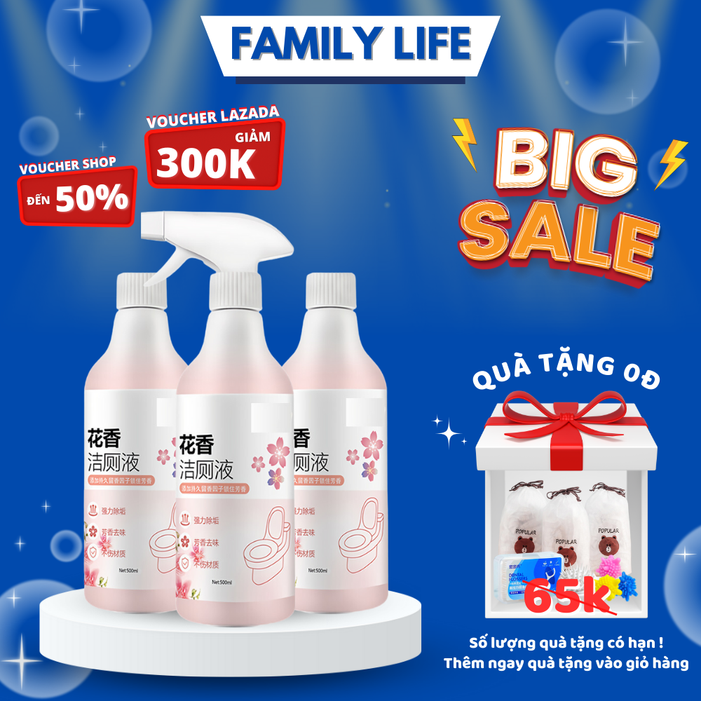 Chai Xịt Tẩy Rửa Khử Khuẩn Bồn Cầu Hương Nước Hoa Anh Đào - Khử Mùi Nhà Vệ Sinh Đa Năng Siêu Sạch Khử Khuẩn Chai 500ml HA01
