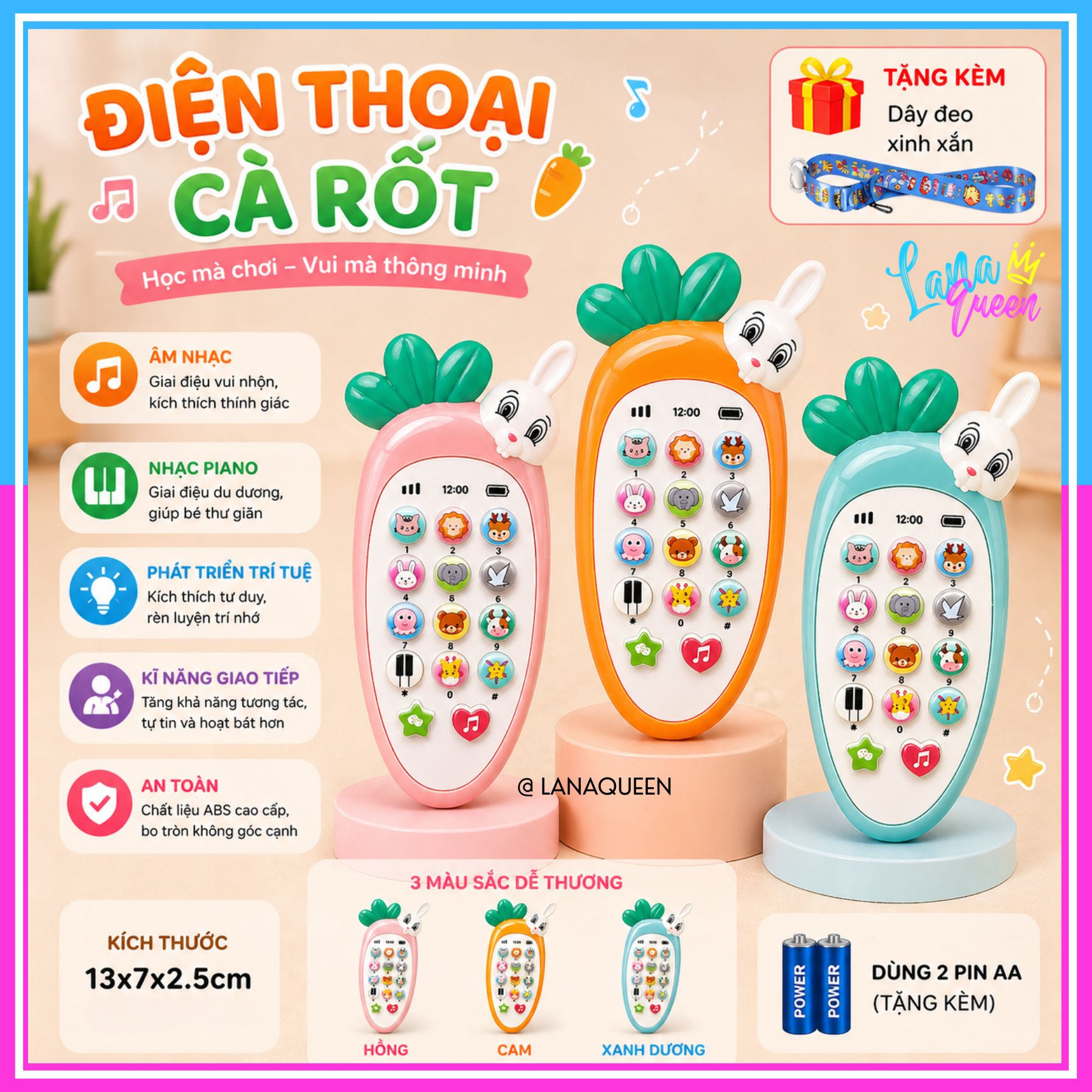 Điện Thoại Đồ Chơi Cho Bé Có Nhạc Thông Minh Hình Cà Rốt Đồ Chơi Điện Thoại Trẻ Em – LANA QUEEN