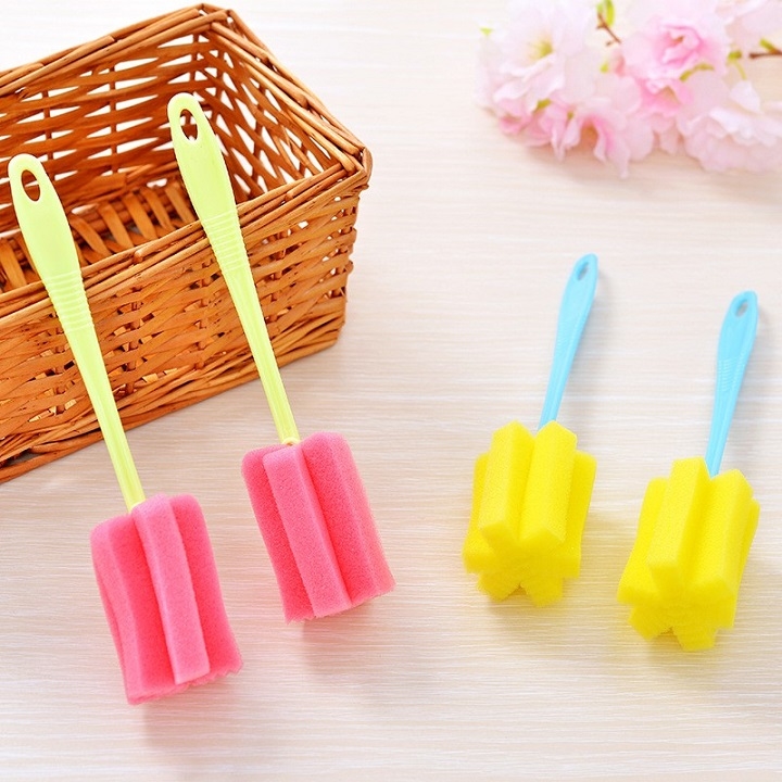 Combo 2 Que bọt biển cọ rửa cốc chén, bình sữa