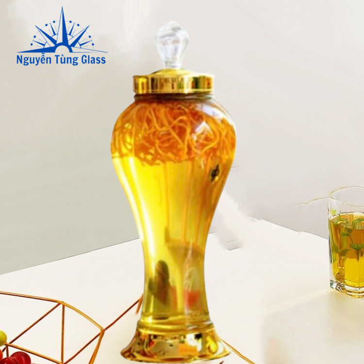 BÌNH NGÂM RƯƠU SÂM THỦY TINH PHÚ HOÀ 1 LÍT