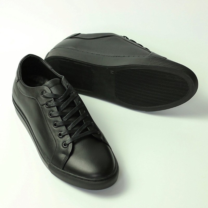 Giày sneaker thể thao nam da bò màu đen t119
