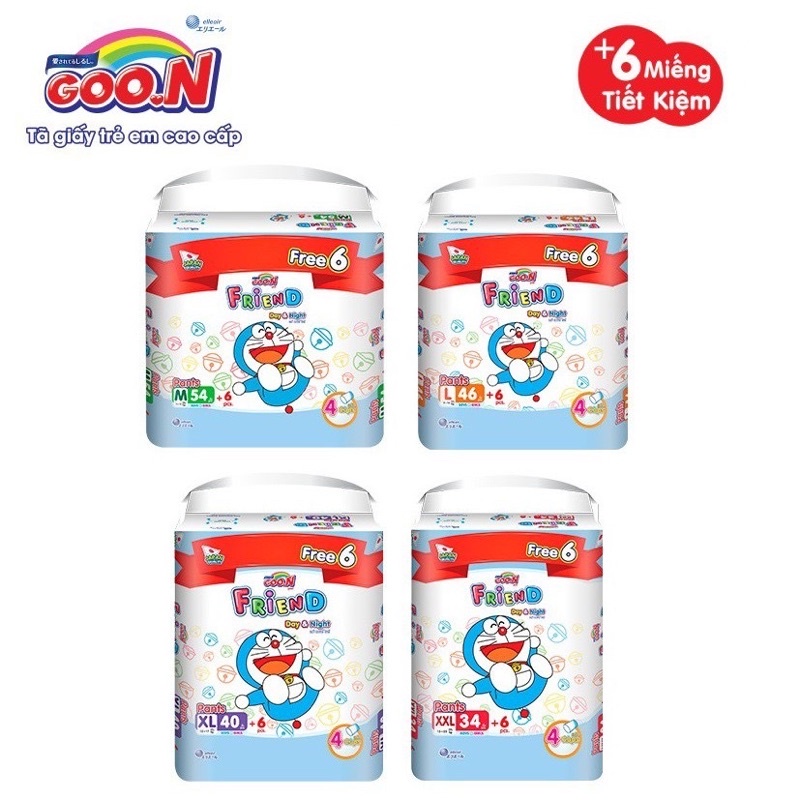 Bỉm quần GOON FRIEND MẪU MỚI (M54+6),(L46+6),(XL40+6),(XXL34+6)