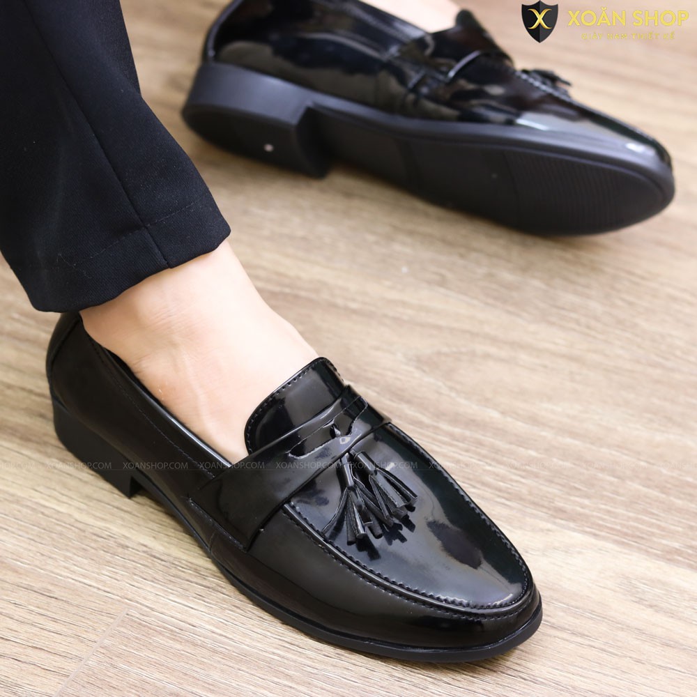 GIÀY DA NAM GIÁ RẺ-CHẤT LIỆU PU-ĐẾ CAO SU ĐÚC CAO 3CM BỀN BỈ-MẶT TRÊN CÓ CHUÔNG-MÃ L160 MÀU ĐEN DA BÓNG