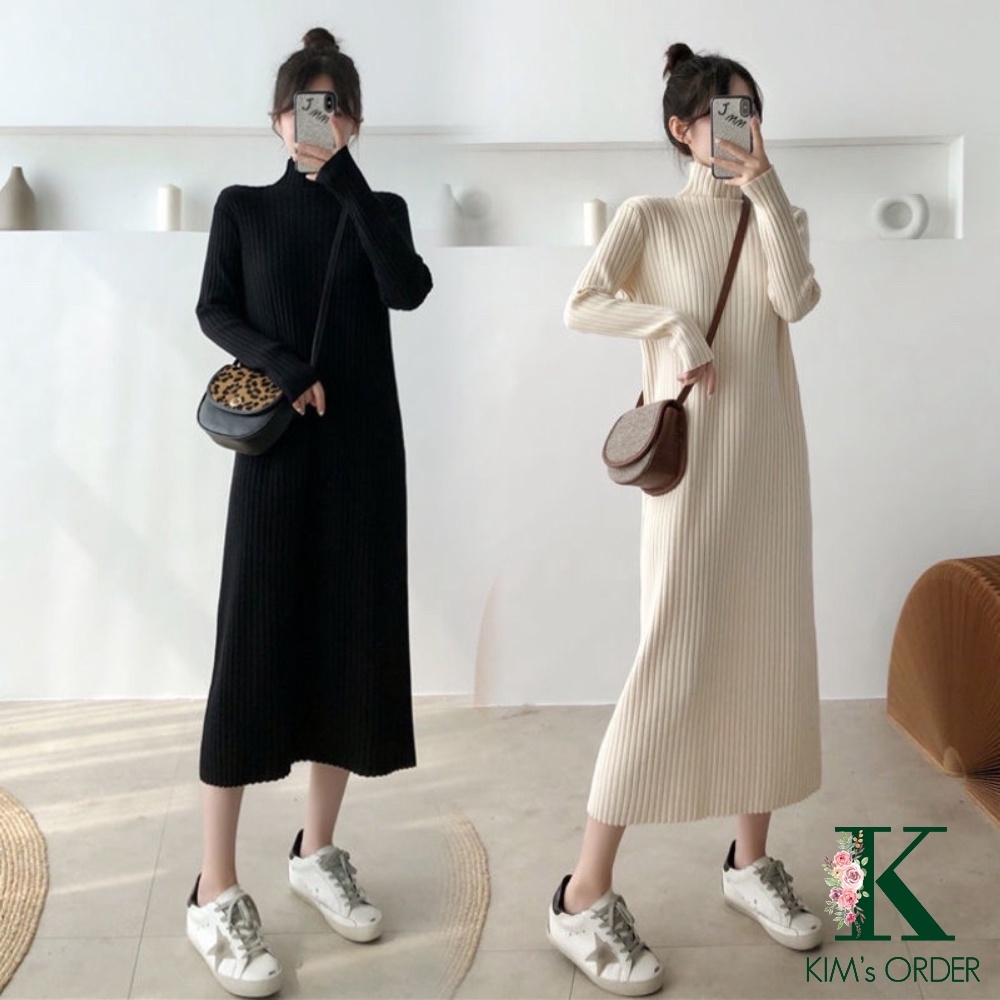 Mùa thu và mùa đông cao cổ áo mới của phụ nữ Hàn Quốc áo len dài cộng với  áo len dày trùm đầu váy len | Lumtics | Lumtics - Đặt