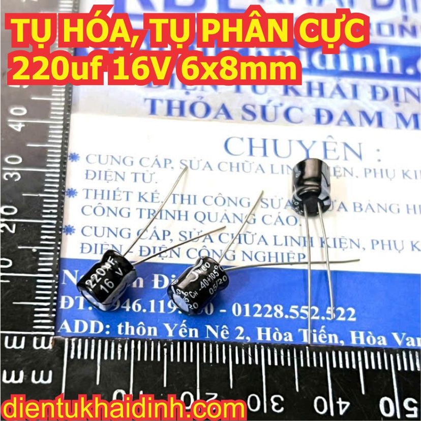 50 con TỤ HÓA TỤ PHÂN CỰC chân dài 220uf 16V 25V 35V 50V 63V 100V KDE1802