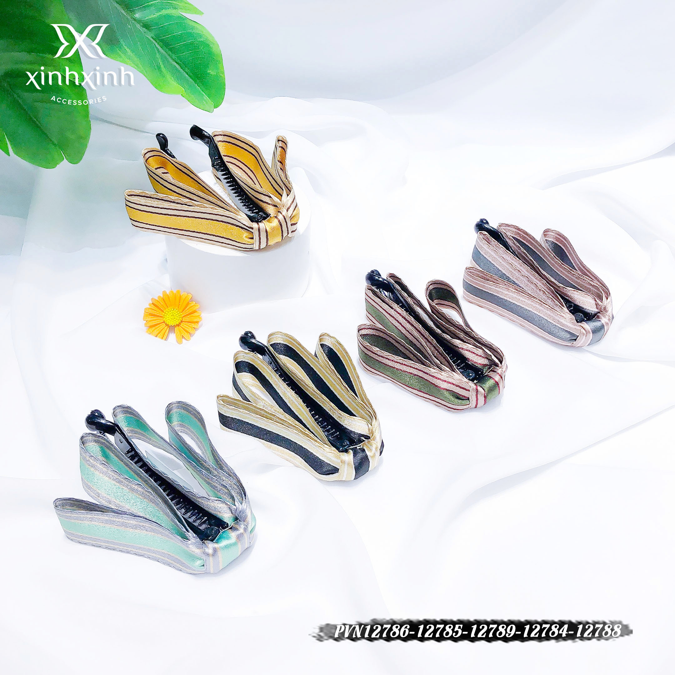 Kẹp tóc, cặp tóc dọc làm phồng nơ kẻ rủ - Xinh Xinh Accessories