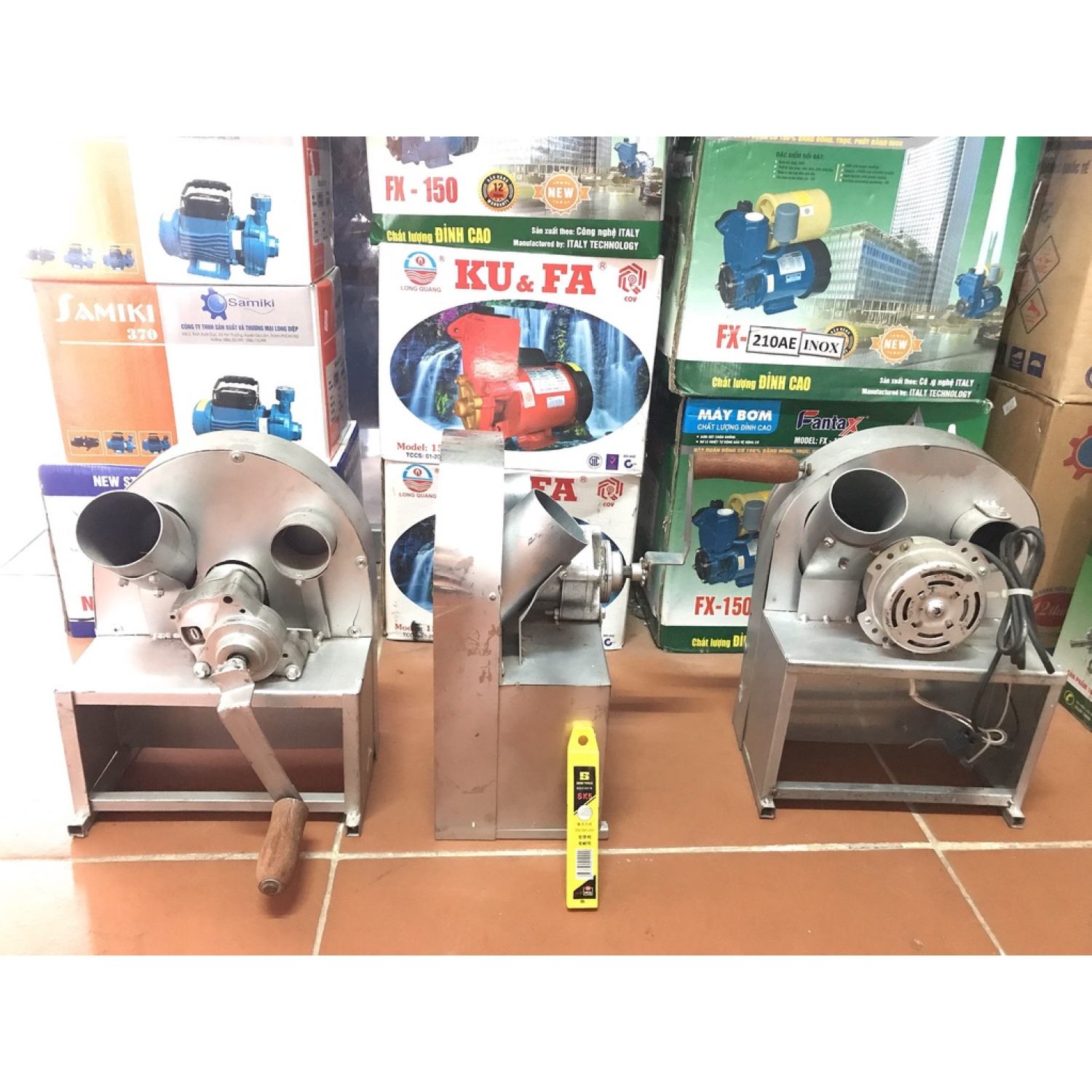 Máy thái hành thái tỏi bằng mô tơ,bằng tay quay inox