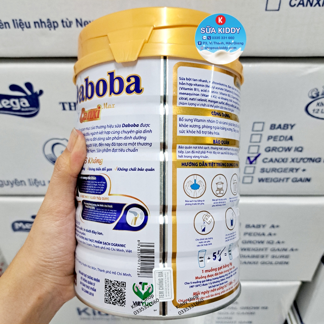 Sữa DABOBA CANXI MAX 900g với thành phần canxi cao