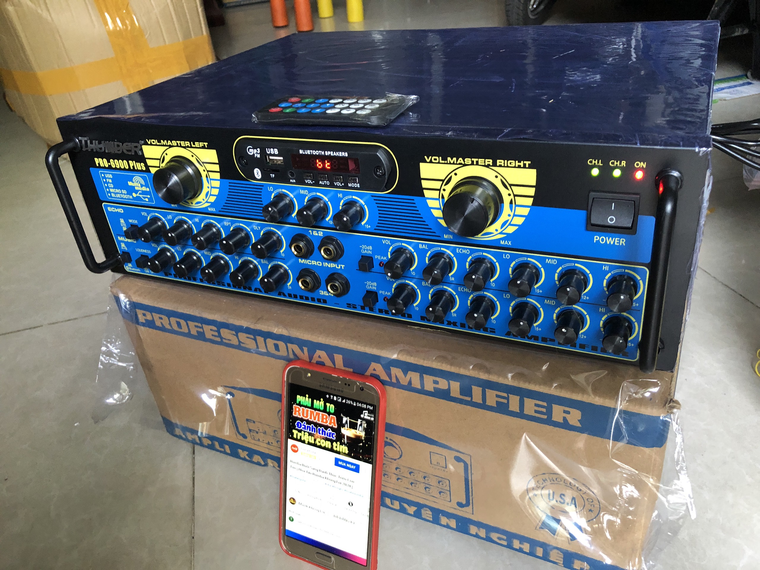 Amply Thunder Pro-6900 Plus chạy 12 sò-Bluetooth Cs 750W