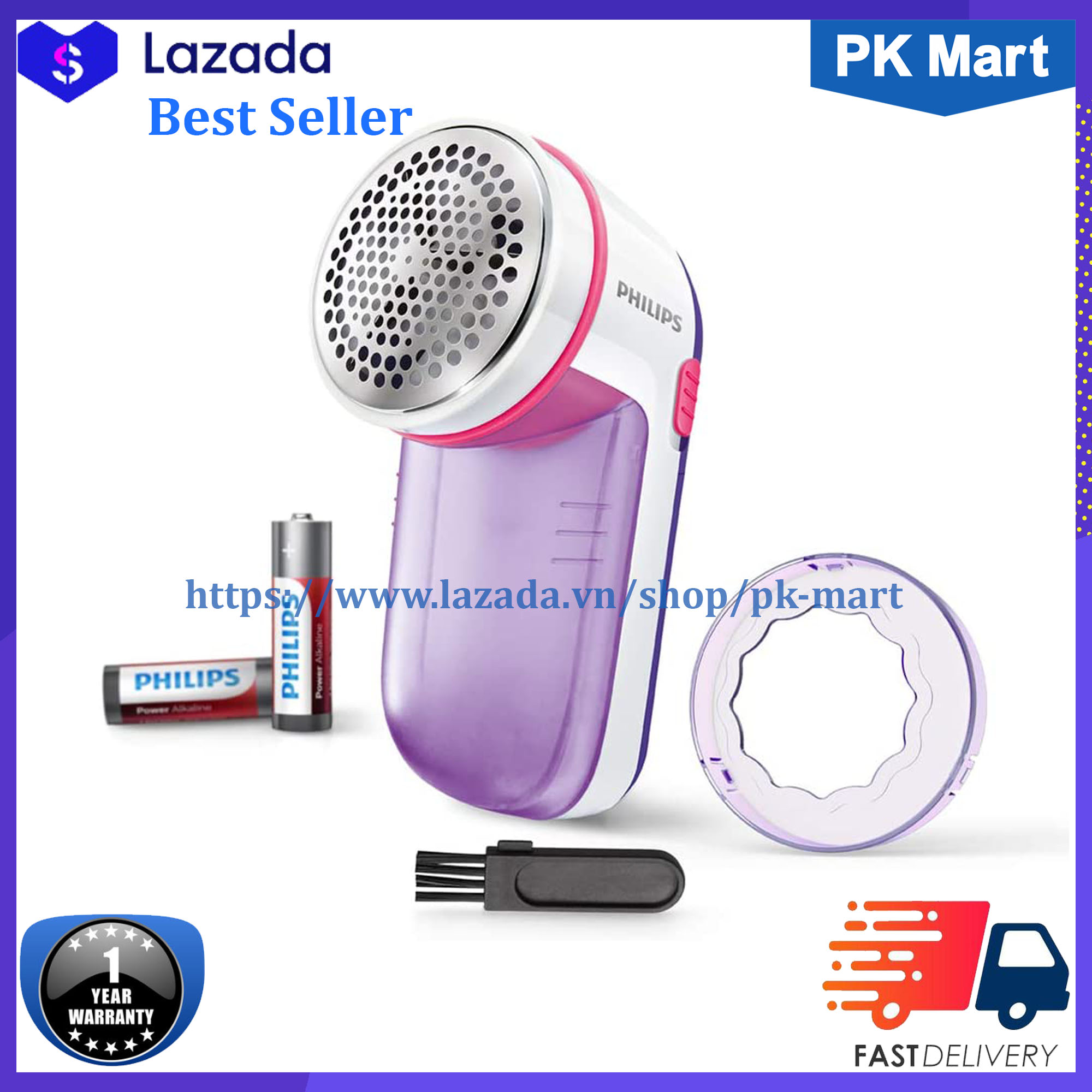 Máy cắt lông xù Philips GC026 (Tím)
