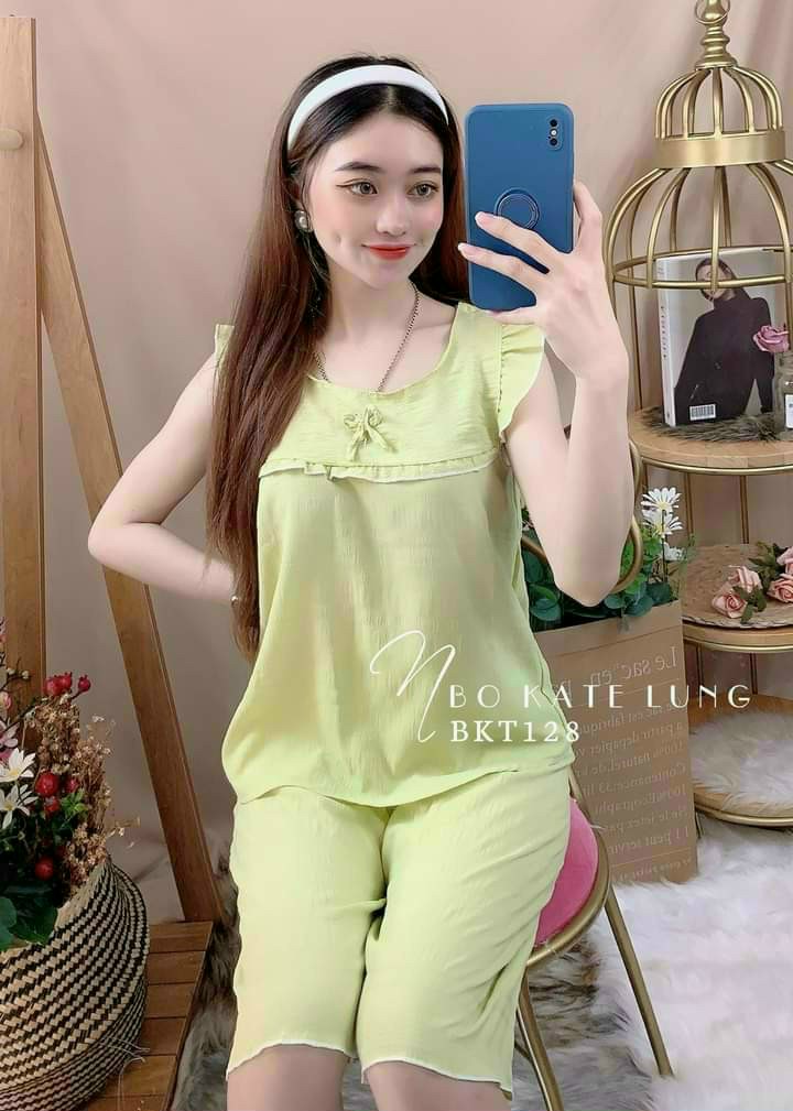 Đồ bộ mặc nhà kate lụa dễ thương hình trơn