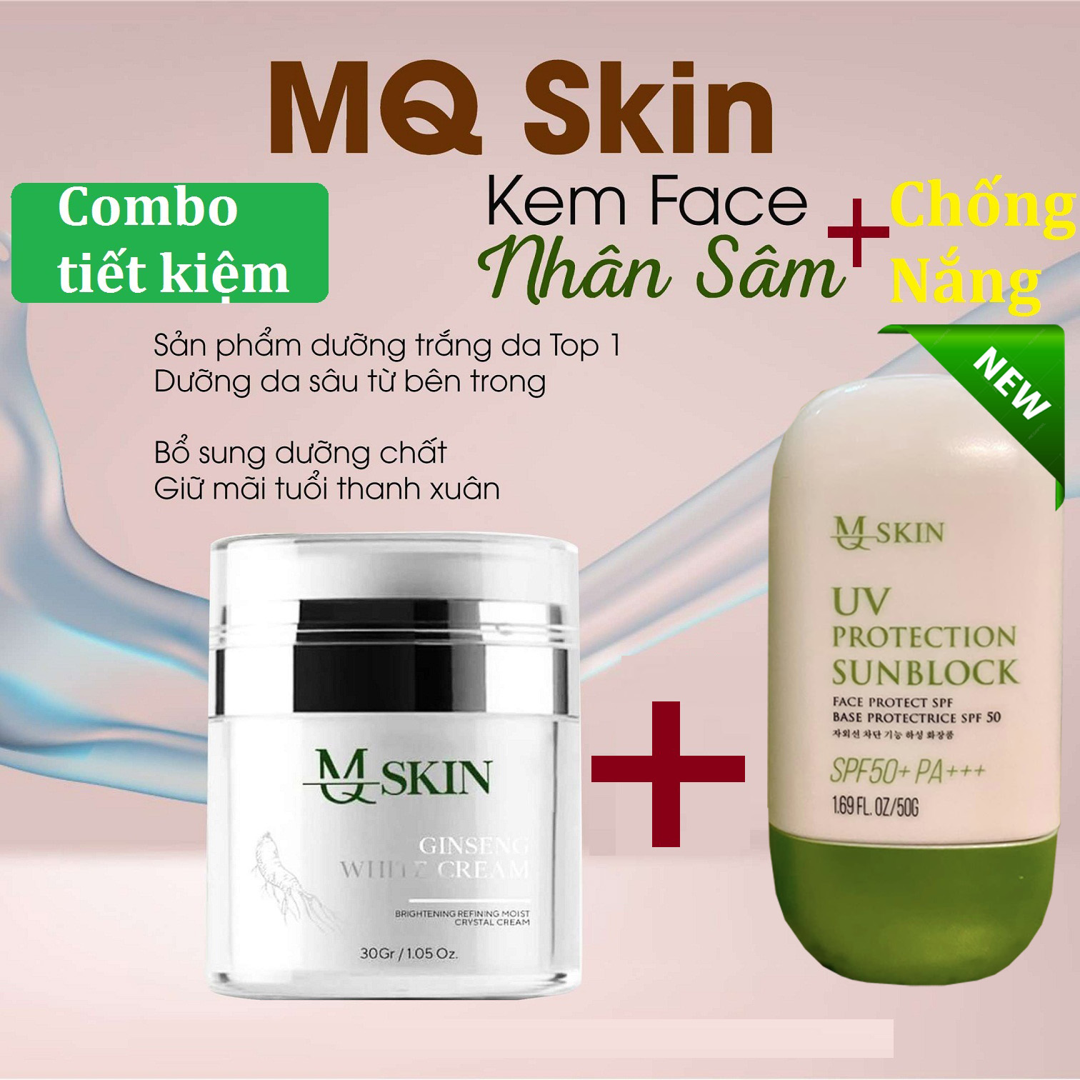 Mỹ phẩm Mqskin bộ sản phẩm kem face + chống nắng MQ SKIN chính hãng