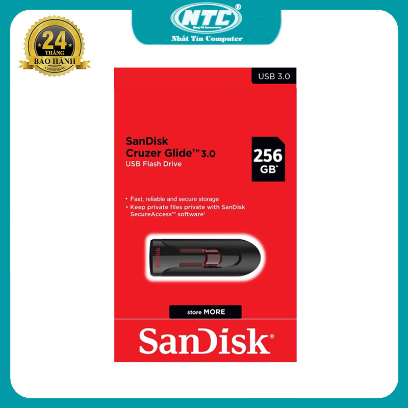 USB 3.0 SanDisk Cruzer CZ600 256GB tốc độ 100MB/s (Đen) Nhất Tín Computer
