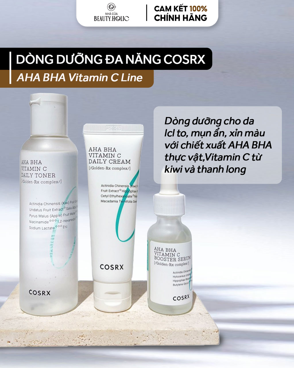 [Nhacuabeautyholic] Dòng dưỡng COSRX AHA BHA VITAMINC