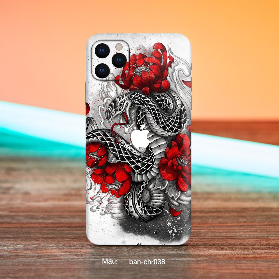 Miếng dán skin mẫu Rắn Bachi Hebi Nhật Bản - CHR039 cho iPhone 7 Plus, 8 Plus, X, XS, XS Max, 11, 11 Pro, 11 Pro Max