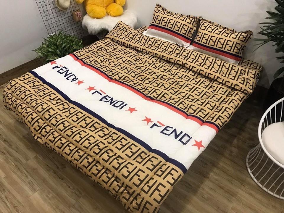 Bộ Chăn Ga Gối Cotton Poly Combo 5 Món - Fendi