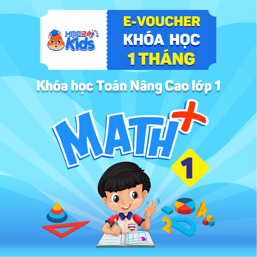 Toàn quốc [E-voucher] Combo khóa học Giỏi toàn diện Toán lớp 1 (1 tháng)  - App HOC247 Kids