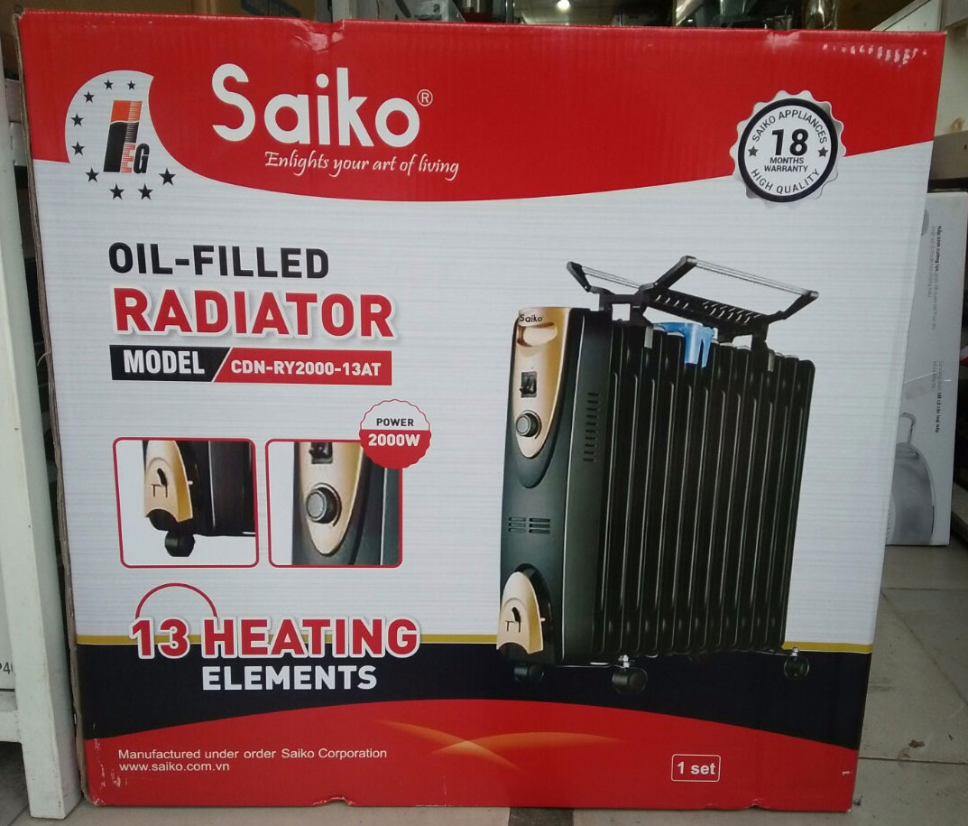 Máy sưởi dầu 13 thanh Saiko CDN-RY2000-13AT (Giá áp dụng giao tại HN, HCM& các tỉnh liên hệ shop)