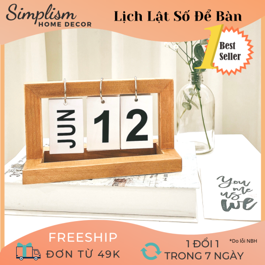 Lịch để Ban Lật Số Lịch để Ban Gỗ Trang Tri Phong Cach Cổ điển Vintage Simplism Homedecor đồ Dung Gia đinh Bachhoaz Com