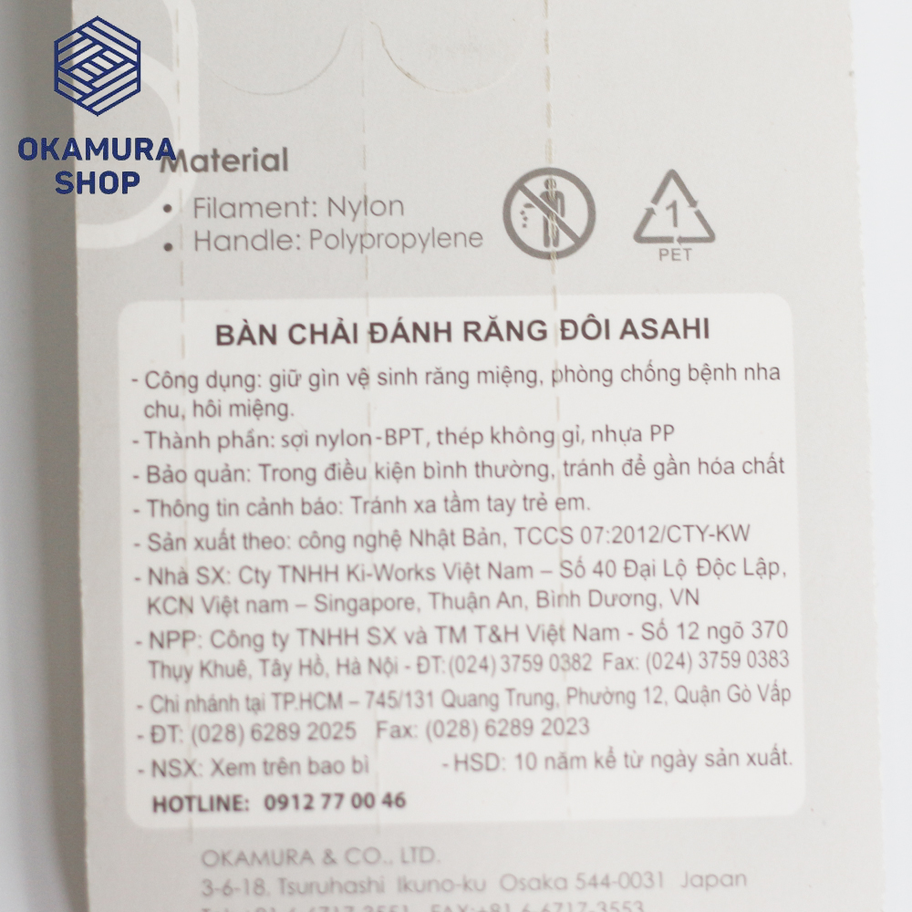 [HCM]Bàn chải đánh răng đôi Okamura Asahi Nhật Bản