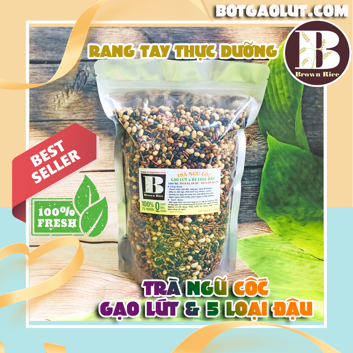 Trà ngũ cốc Gạo lứt và 5 loại đậu Brown Rice ( 01kg )
