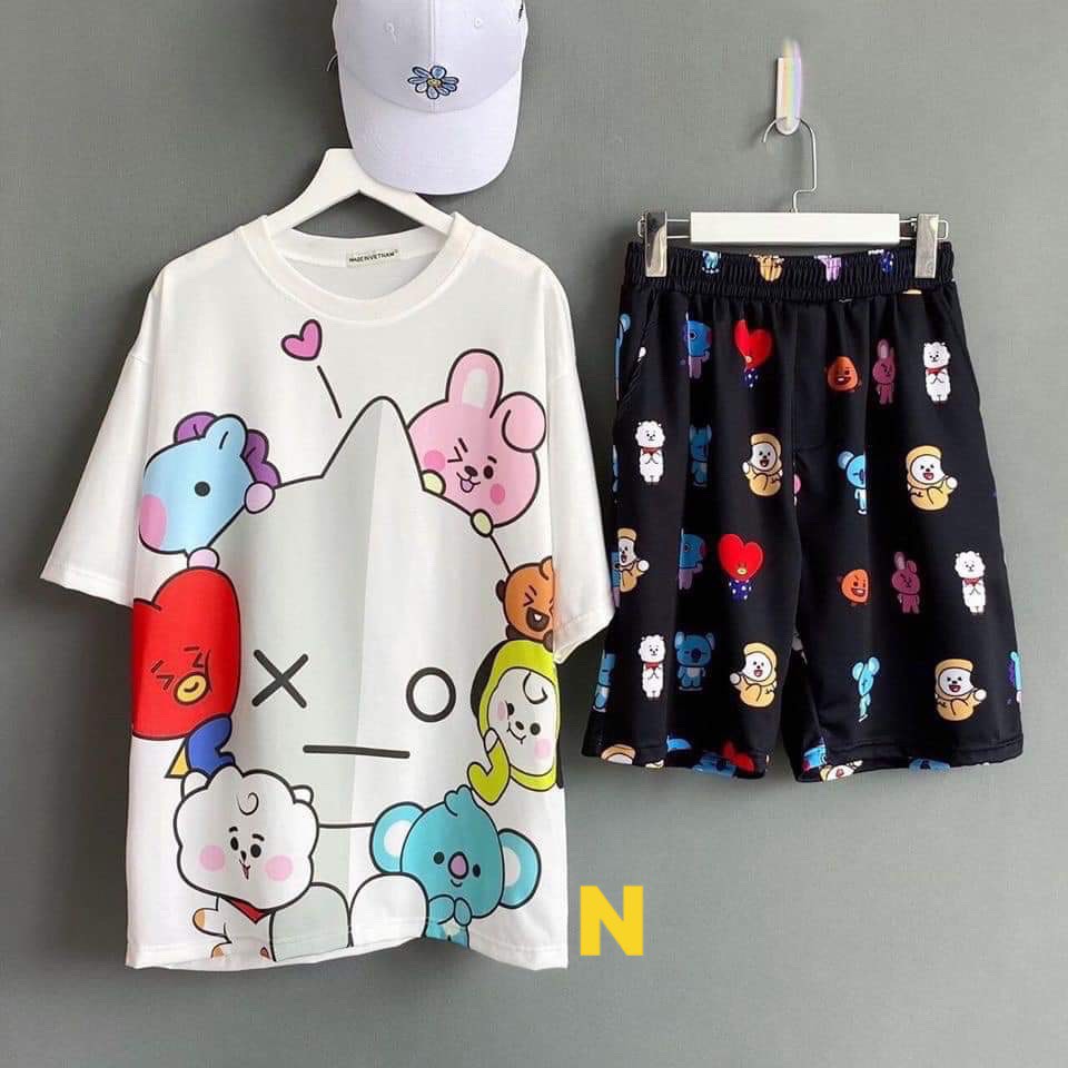 Sét bộ hoạt hình in hình thú cực cute ttsla0154