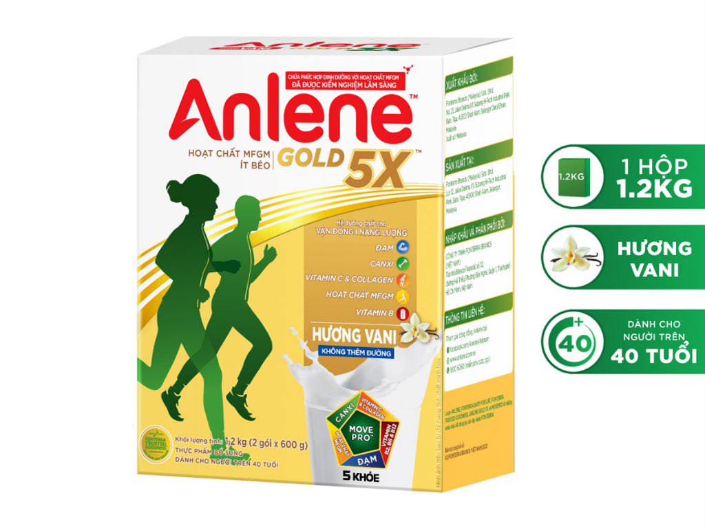 Sữa bột Anlene Gold  trên 40 tuồi 800g/1.2kg Mới