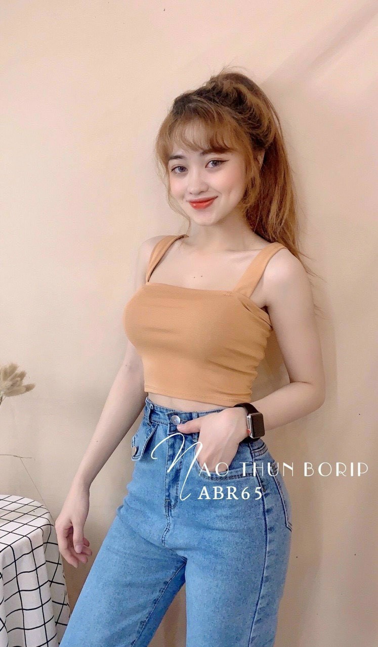 ẢNH THẬT-Áo 2 dây trơn bản vuông cá tính