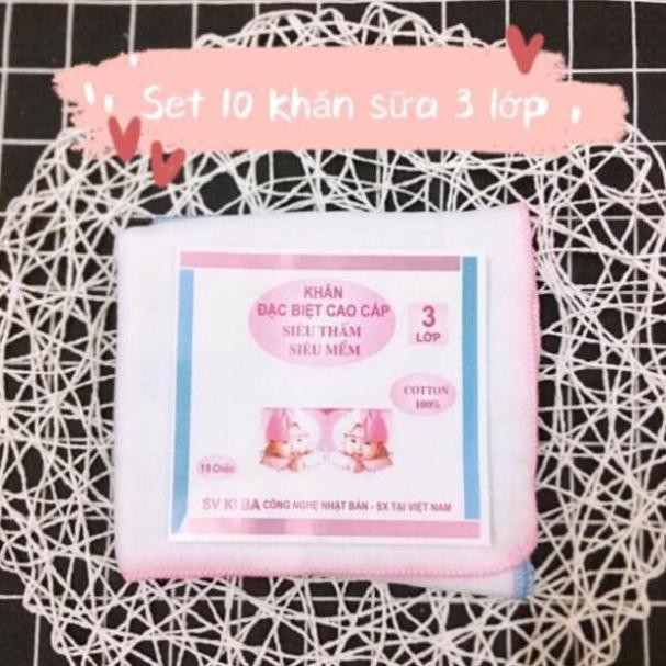 SET 10 KHĂN SỮA 3 LỚP