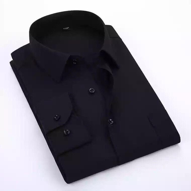 Áo sơ mi nam vải lụa nến Thái ( Đen )