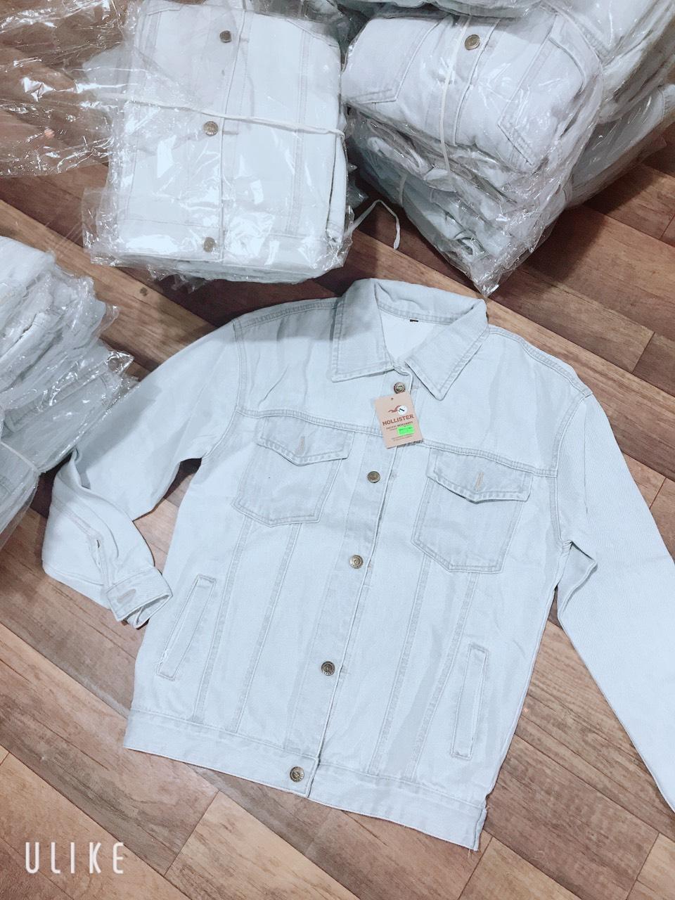 ÁO KHOÁC JEAN NAM - NỮ XANH NHẠT TRƠN CAO CẤP AGH2