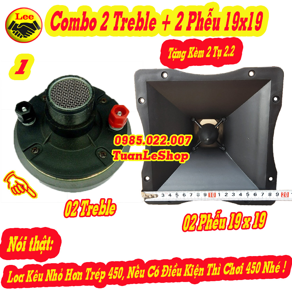 COMBO 02 LOA TREBLE THUMPER + 02 PHỄU 19 X 19 + TẶNG 02 TỤ 2.2