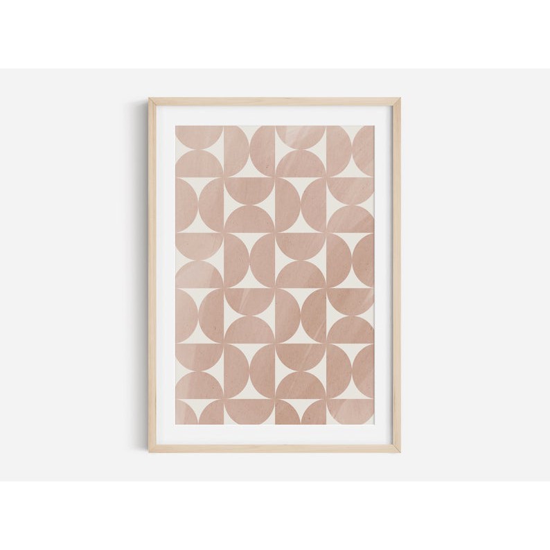 Tranh in cao cấp | Tranh nghệ thuật trừu tượng - Salmon Pink Neutral Abstract Art Print, Shape Abstract Art