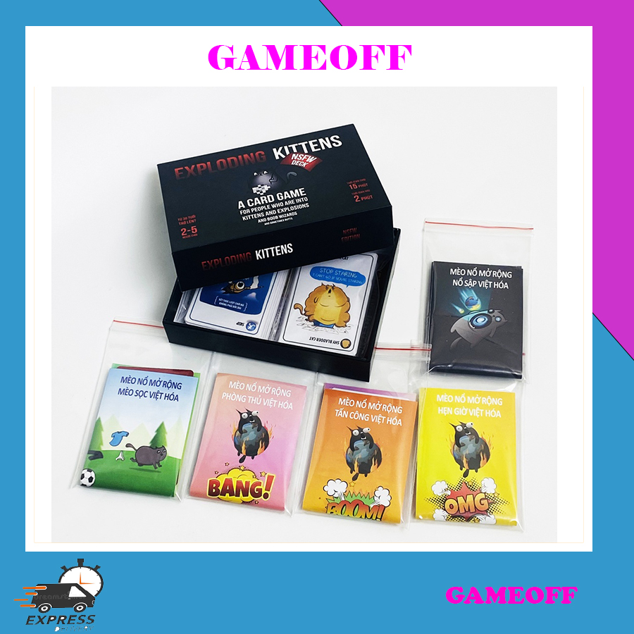 [HỘP ĐEN CAO CẤP] Combo Mèo Nổ - 5 Bản Mèo Nổ Mở Rộng Tiếng Việt - Boardgame Exploding Kittens