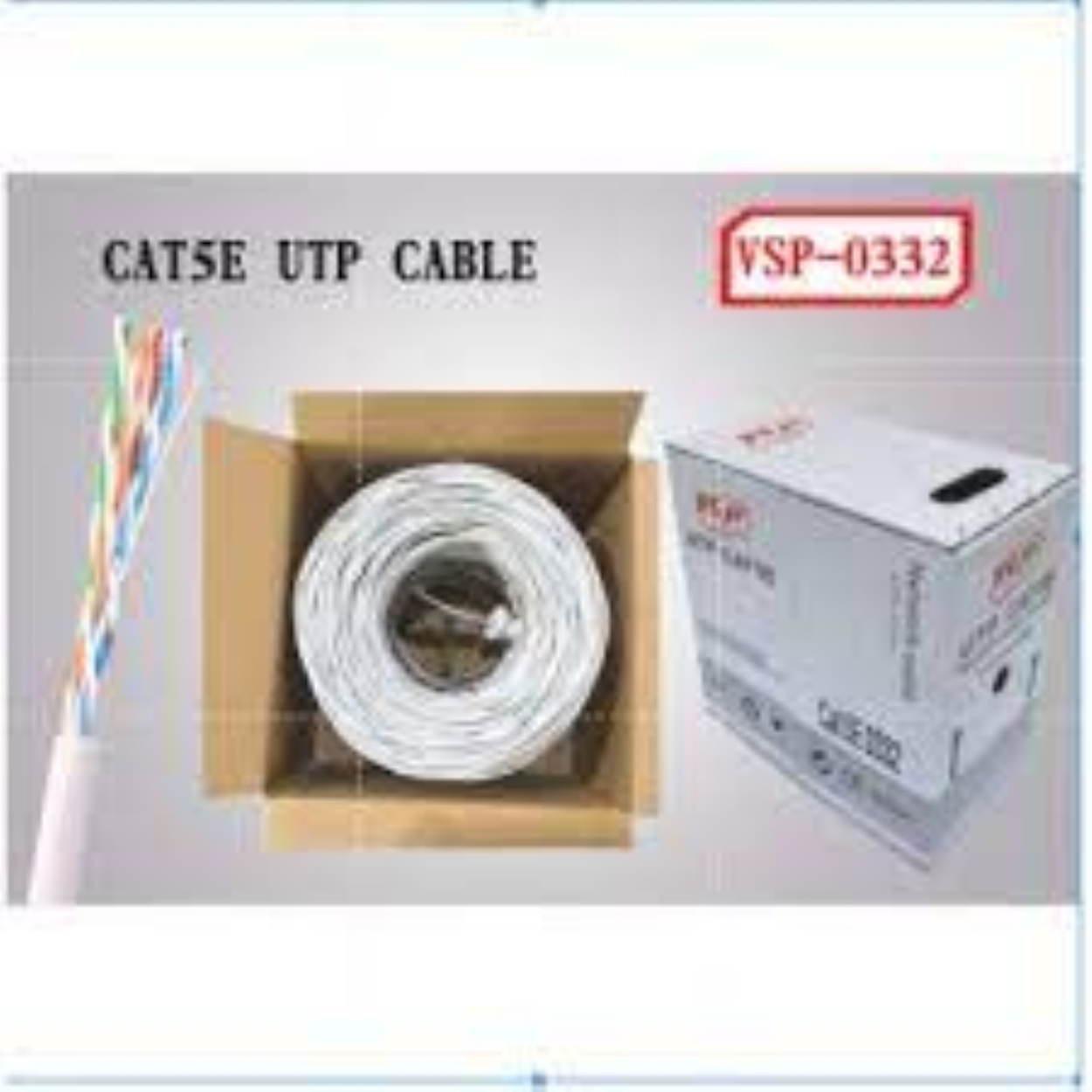 Thùng cáp mạng VSP VISION UTP CAT 5E 0332 305m dây trắng