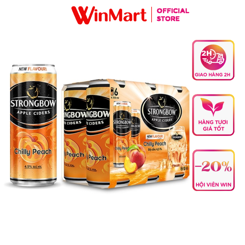 - lốc 6 lon strongbow vị đào 330ml