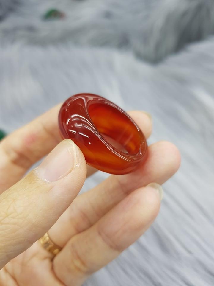 Nhẫn Nam Đá Mã Não Tự Nhiên Màu Đỏ