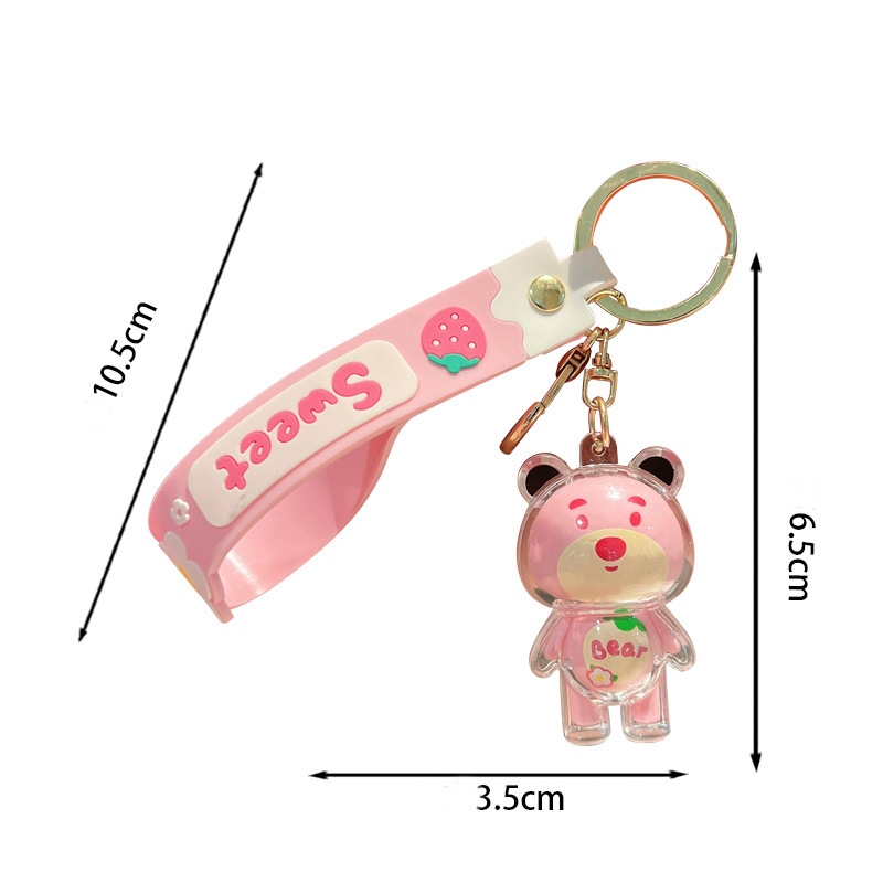 Móc Khóa Gấu Dâu Dây treo Key Chain Đeo Balo