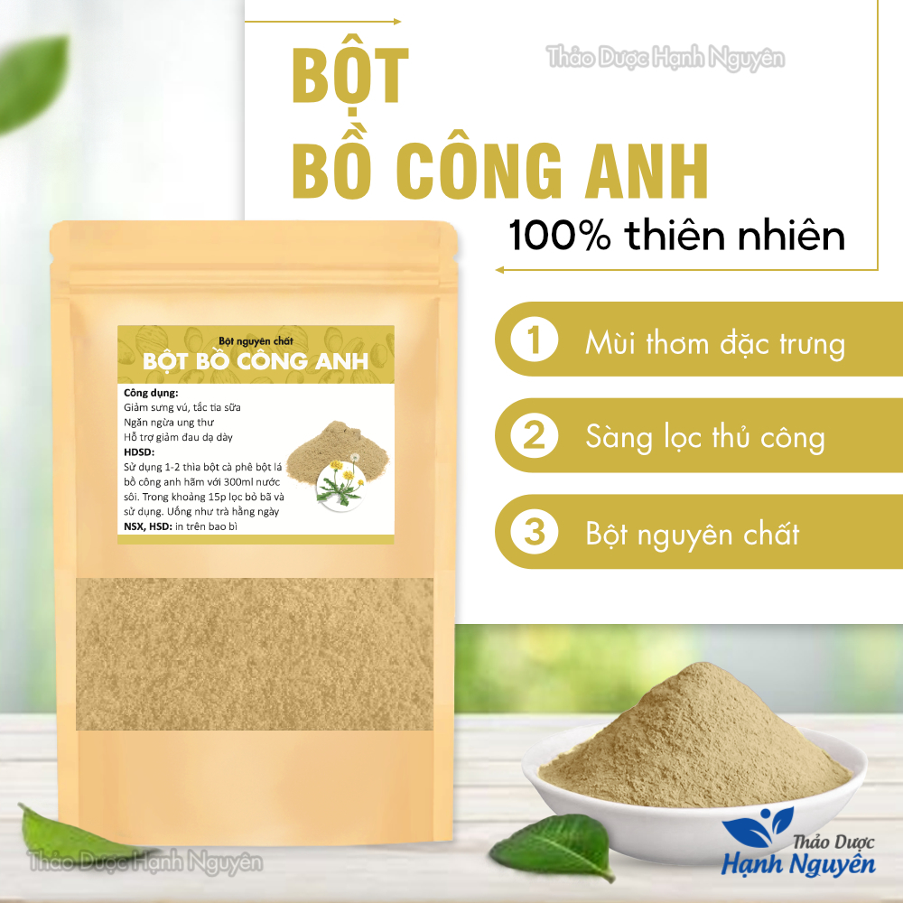 Bột lá bồ công anh nguyên chất 100g (Hỗ trợ phòng ngừa ung thư, u xơ)