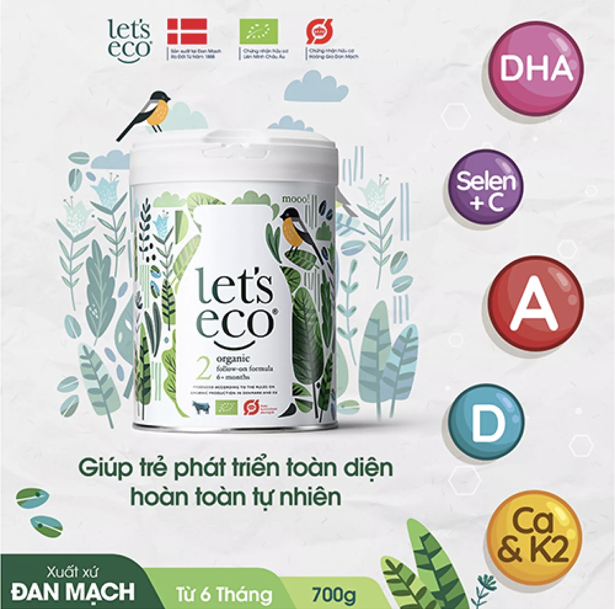 Sữa Bột Organic Let's Eco số 2 Cho Bé từ 6 tháng 700g (100% hữu cơ)