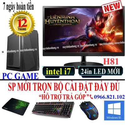 Bộ máy tính để bàn chơi game giá rẻ intel i7 chuyên game cf,  lol, fifa, pubg, gata 5, Genshin Impact ...game giả lập bh 12 tháng