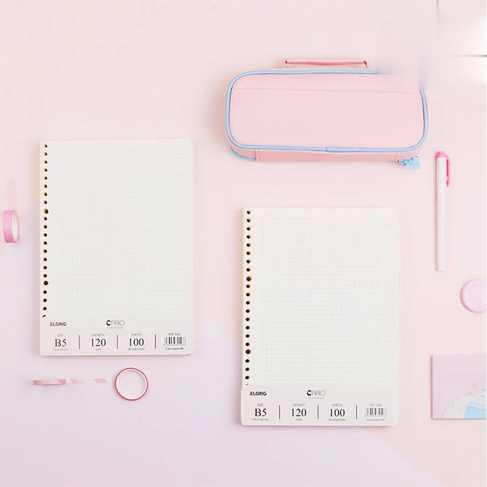 Ruột sổ còng giấy Caro B5 100 tờ Klong 120g/m2, VPPTUEMINH giấy refill Klong MS 546